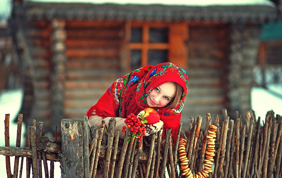 Sexy girl Women in Slavic costumes in Bandung